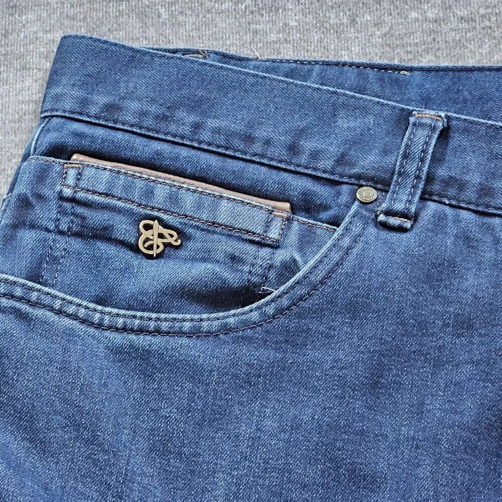 Canali Jeans Men 46x34/28 Indigo Straight Leg Italy Cotton Preppy Designer Boho